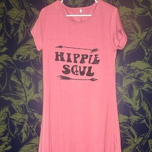 Pink 'Hippie Soul' Graphic T shirt dress